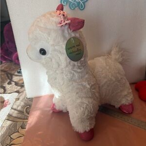 Charming White and Pink Plush Alpaca Toy